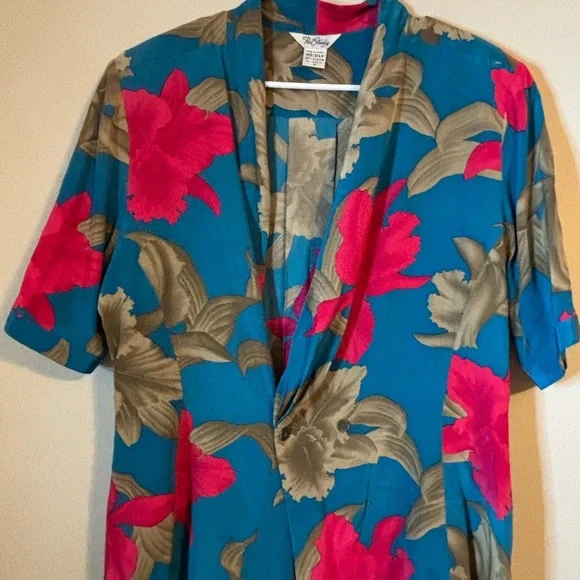 Vintage Paul Stanley 80s Women’s Size 14 Silk Top Floral Retro 90s Butter Mom - Picture 3 of 13